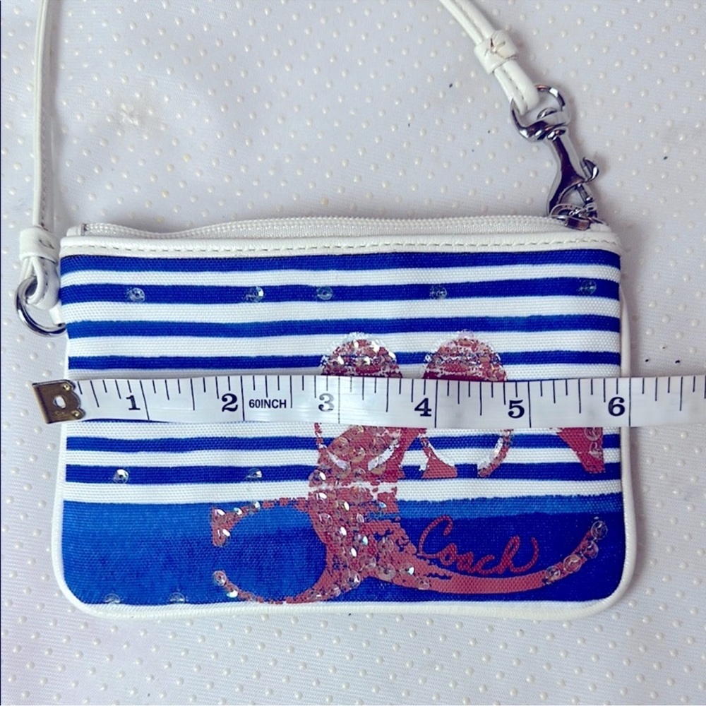 Coach Striped Blue and White Wristlet - Picture 6 of 7